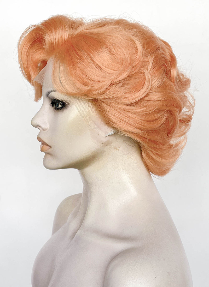 Pastel Orange Wavy Bob Lace Front Synthetic Wig LF8107
