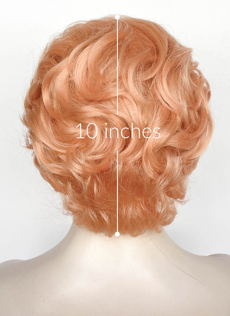 Pastel Orange Wavy Bob Lace Front Synthetic Wig LF8107