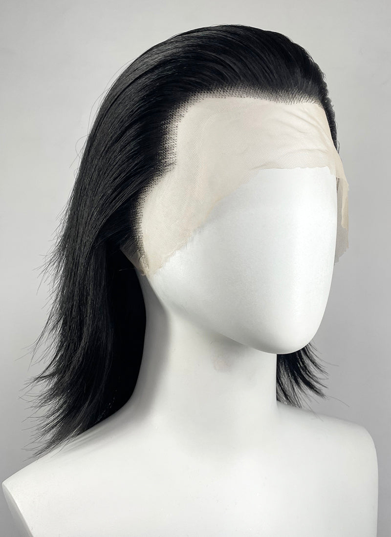 One Piece Crocodile Black Straight Lace Front Synthetic Men's Wig LF8109