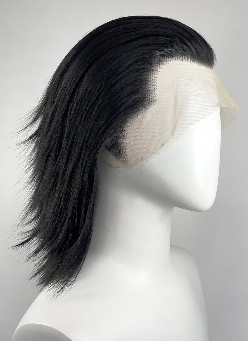 One Piece Crocodile Black Straight Lace Front Synthetic Men's Wig LF8109