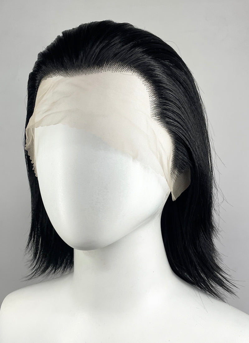 One Piece Crocodile Black Straight Lace Front Synthetic Men's Wig LF8109