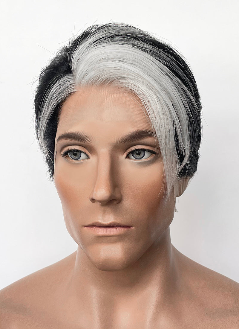 Critical Role Fjord Black And White Straight Lace Front Synthetic Men's Wig LF8110