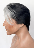 Critical Role Fjord Black And White Straight Lace Front Synthetic Men's Wig LF8110