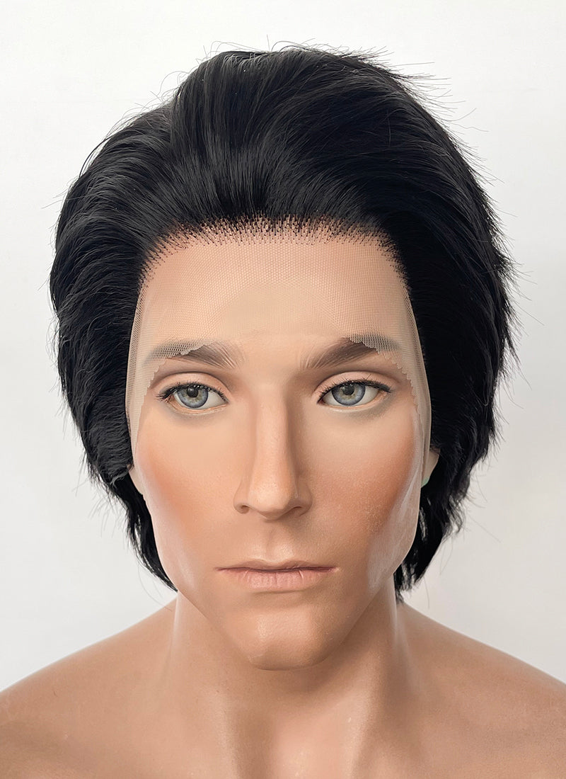 Crimson Desert Kliff Jet Black Wavy Lace Front Synthetic Men's Wig LF8113