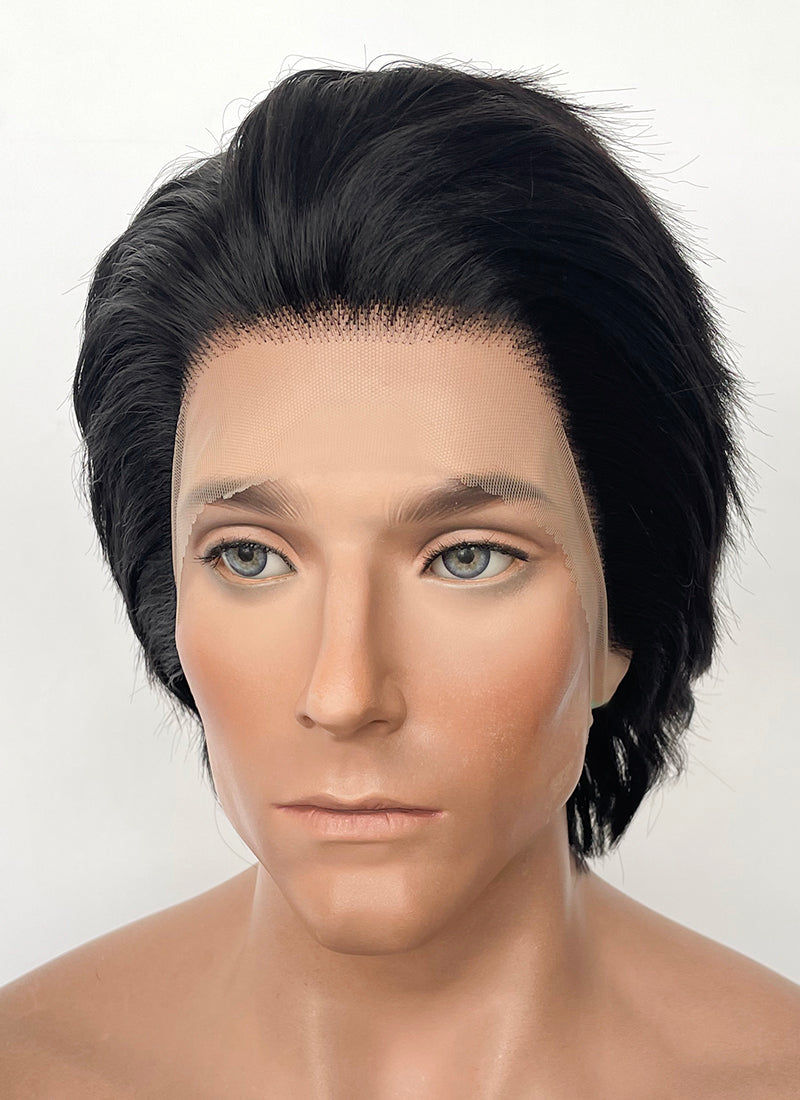 Crimson Desert Kliff Jet Black Wavy Lace Front Synthetic Men's Wig LF8113