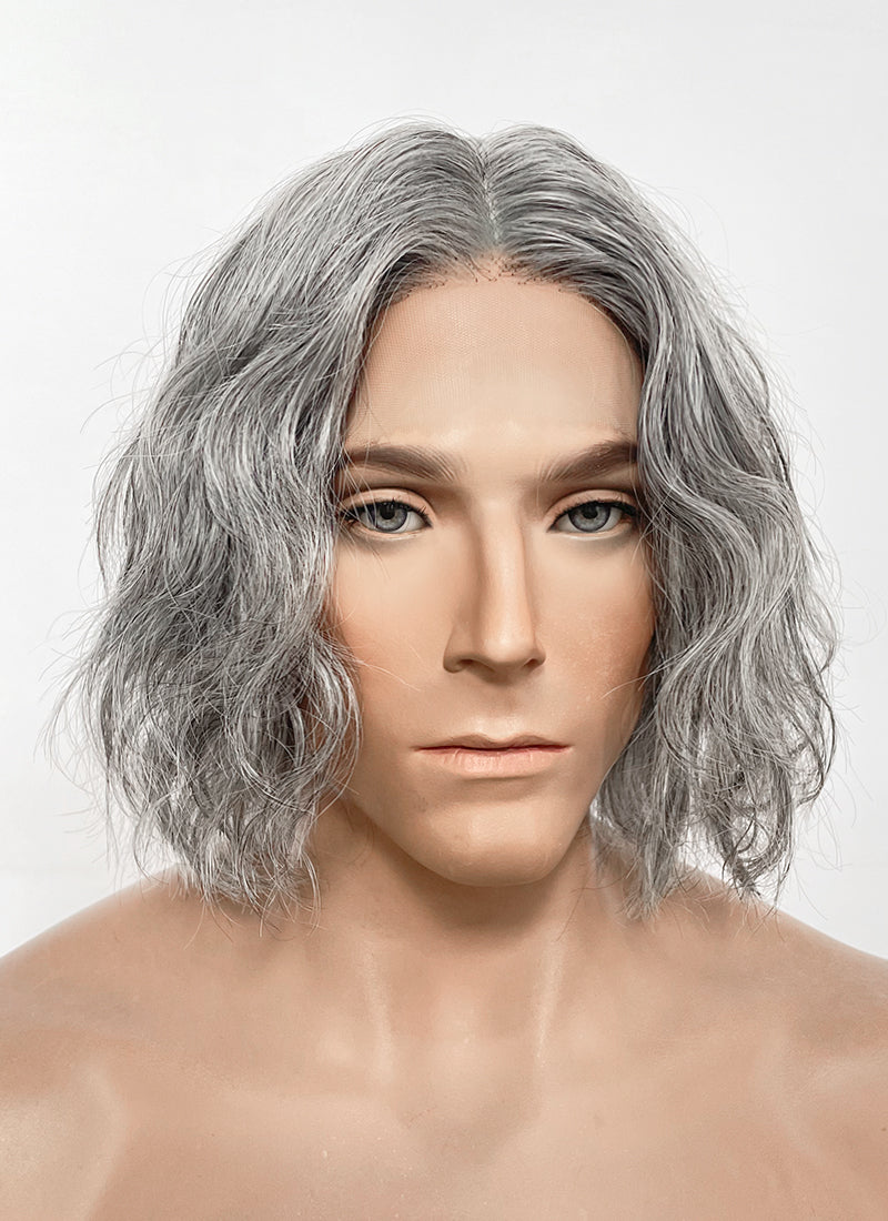Resident Evil Lord Heisenberg Grey Mixed Black Wavy Lace Front Synthetic Men's Wig LF8120