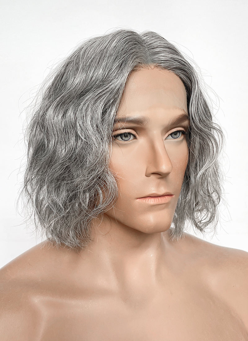Resident Evil Lord Heisenberg Grey Mixed Black Wavy Lace Front Synthetic Men's Wig LF8120