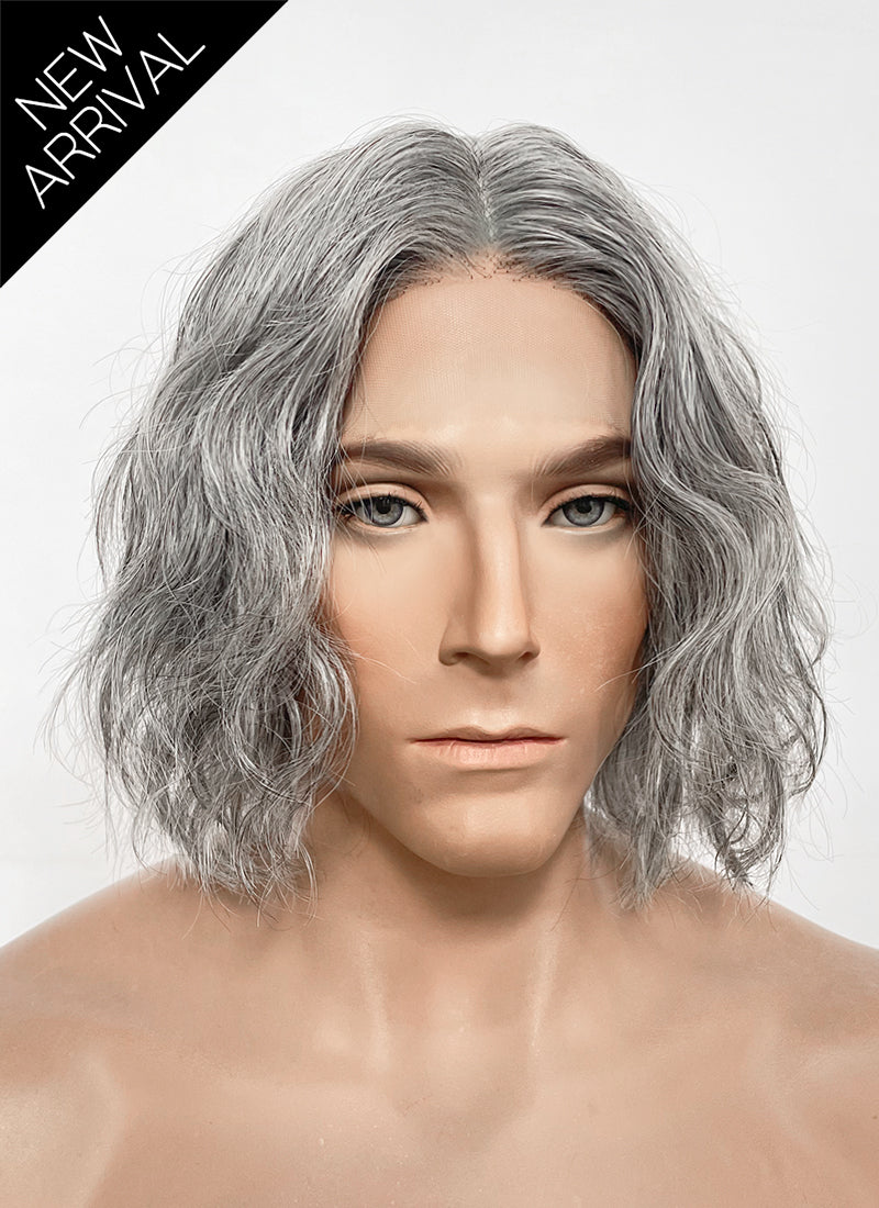 Resident Evil Lord Heisenberg Grey Mixed Black Wavy Lace Front Synthetic Men's Wig LF8120