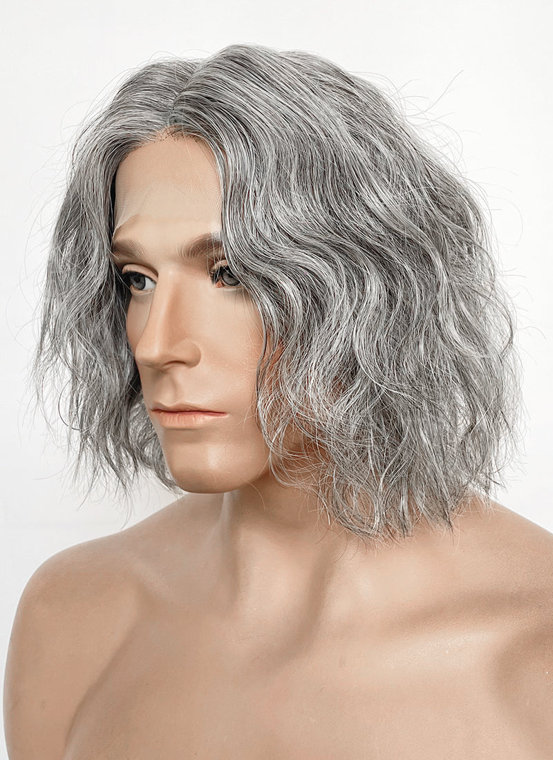 Resident Evil Lord Heisenberg Grey Mixed Black Wavy Lace Front Synthetic Men's Wig LF8120
