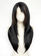 Final Fantasy VIII Rinoa Heartilly Straight Black Mixed Brown Lace Front Synthetic Wig LF8122