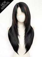 Final Fantasy VIII Rinoa Heartilly Straight Black Mixed Brown Lace Front Synthetic Wig LF8122