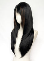 Final Fantasy VIII Rinoa Heartilly Straight Black Mixed Brown Lace Front Synthetic Wig LF8122