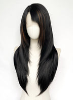 Final Fantasy VIII Rinoa Heartilly Straight Black Mixed Brown Lace Front Synthetic Wig LF8122