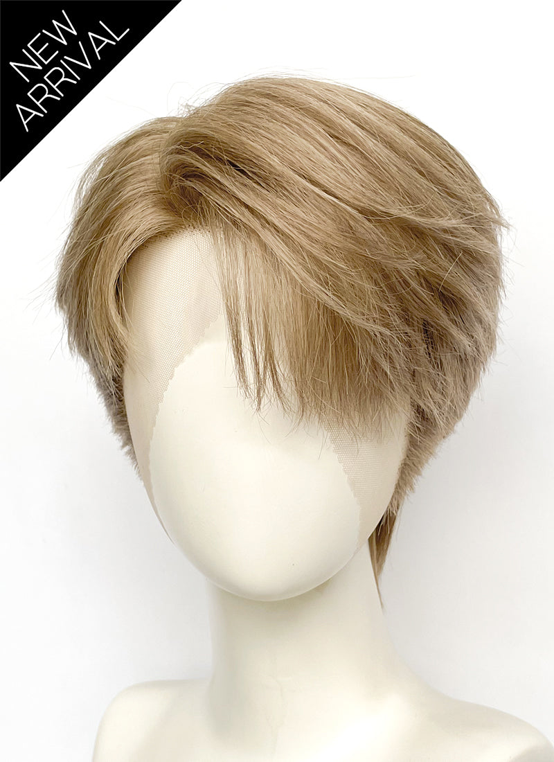 Medium Blonde Straight Lace Front Synthetic Men's Wig LF8124