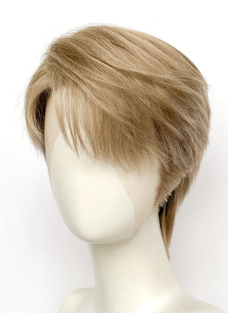 Medium Blonde Straight Lace Front Synthetic Men's Wig LF8124