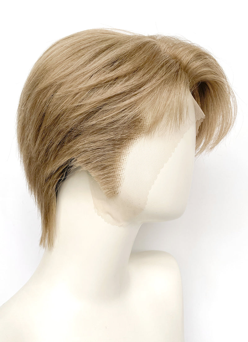 Medium Blonde Straight Lace Front Synthetic Men's Wig LF8124