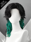Black Mixed Green Wavy Ponytail Lace Front Synthetic Wig LF8128
