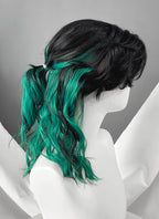 Black Mixed Green Wavy Ponytail Lace Front Synthetic Wig LF8128