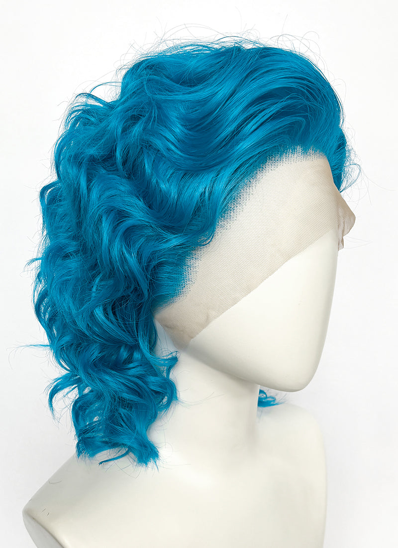 Turquoise Blue Wavy Lace Front Synthetic Men's Wig LF8129