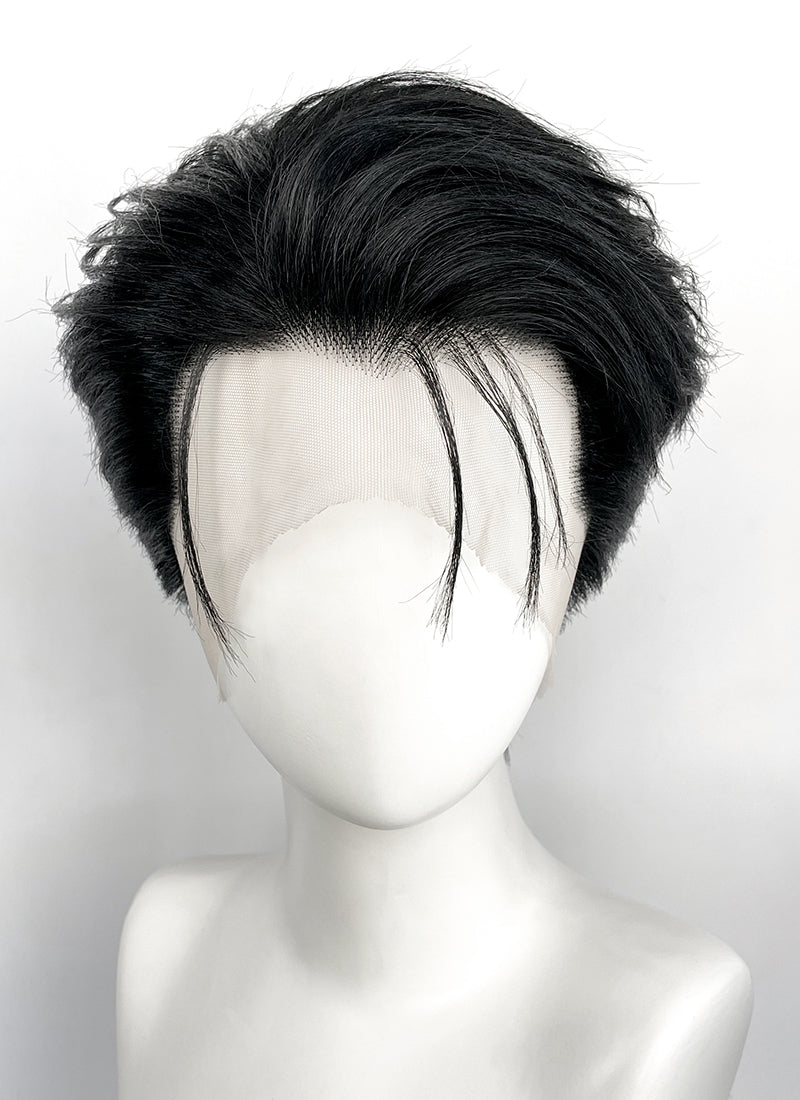 Black Straight Lace Front Synthetic Men's Wig LF8131