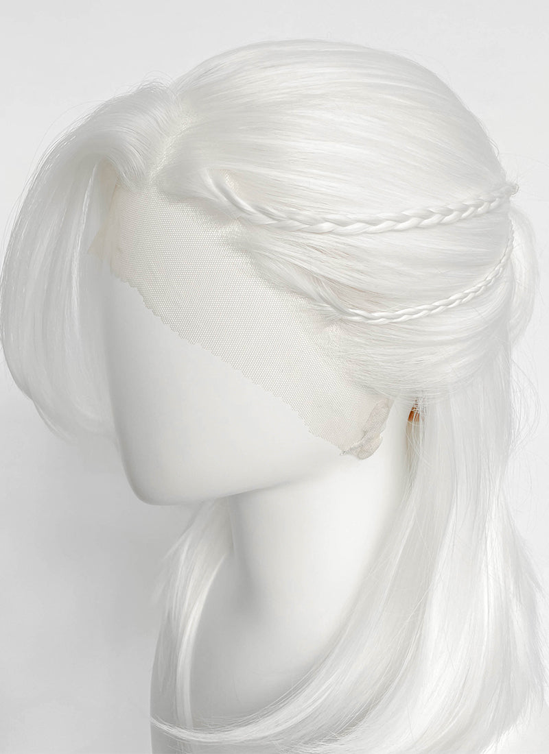 White Braided Lace Front Synthetic Men's Wig LF8132