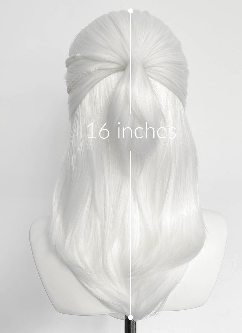 White Braided Lace Front Synthetic Men's Wig LF8132