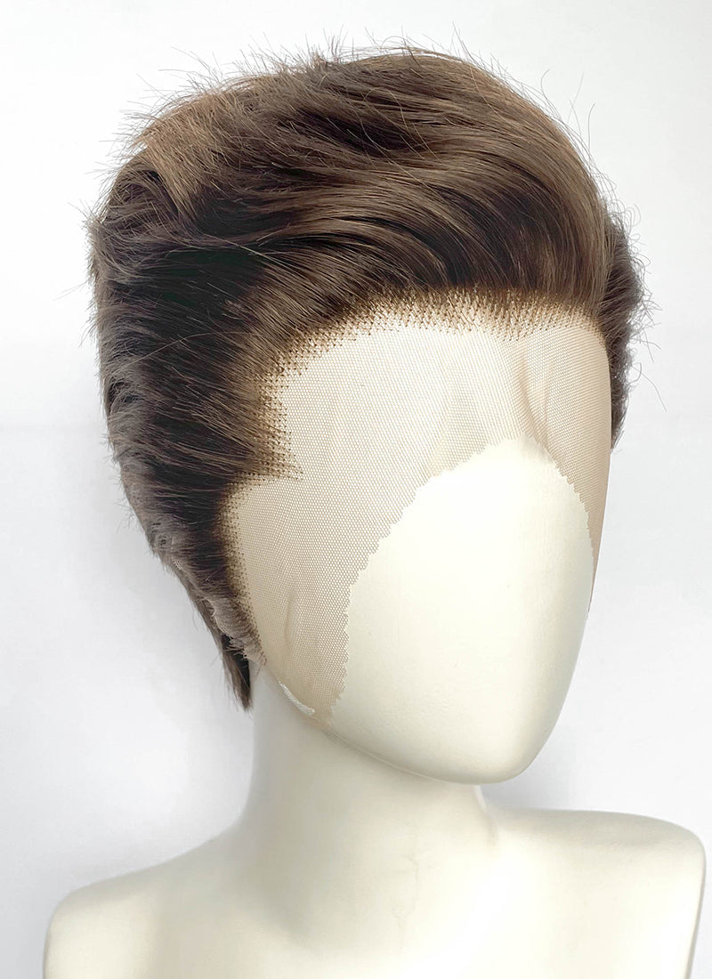 007 First Light James Bond Brunette Wavy Lace Front Synthetic Men's Wig LF8136