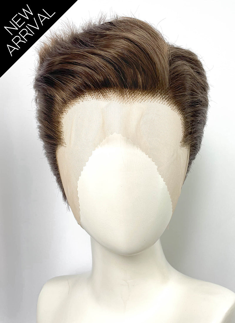 007 First Light James Bond Brunette Wavy Lace Front Synthetic Men's Wig LF8136