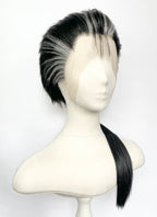 Final Fantasy Auron Black Mixed Grey Straight Ponytail Lace Front Synthetic Men's Wig LF8139