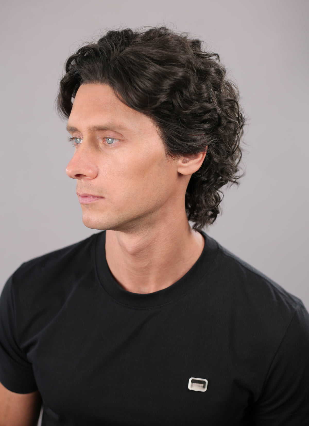 Brunette Curly Lace Front Synthetic Men's Wig NM012