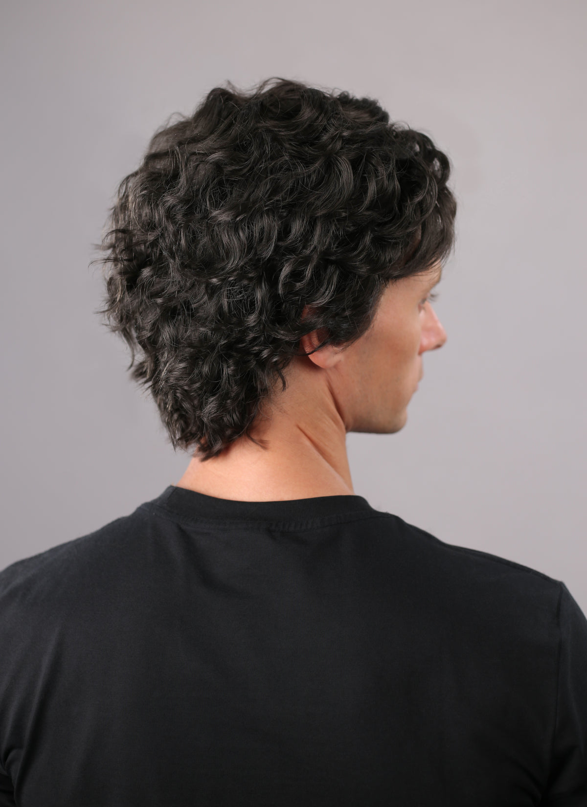 Brunette Curly Lace Front Synthetic Men's Wig NM012
