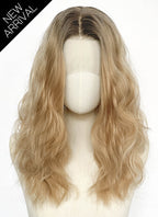 Supergirl Mixed Blonde With Dark Roots Wavy Lace Front Synthetic Wig LF8146