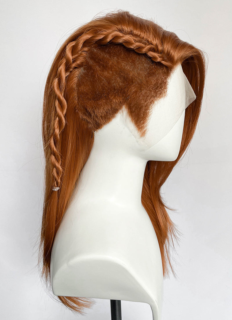 Ginger Straight Braided Lace Front Synthetic Men's Wig With Shaved Side LF8147