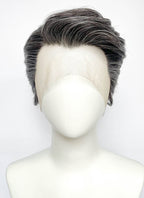 Mixed Dark Grey Wavy Lace Front Synthetic Men's Wig LF8154