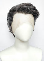 Mixed Dark Grey Wavy Lace Front Synthetic Men's Wig LF8154