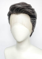 Mixed Dark Grey Wavy Lace Front Synthetic Men's Wig LF8154