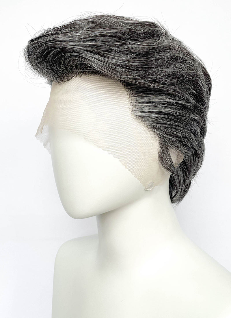 Mixed Dark Grey Wavy Lace Front Synthetic Men's Wig LF8154