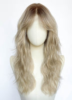 Mixed Blonde With Dark Roots Wavy Lace Front Synthetic Hair Wig LF8155