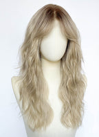 Mixed Blonde With Dark Roots Wavy Lace Front Synthetic Hair Wig LF8155