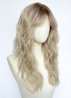 Mixed Blonde With Dark Roots Wavy Lace Front Synthetic Hair Wig LF8155