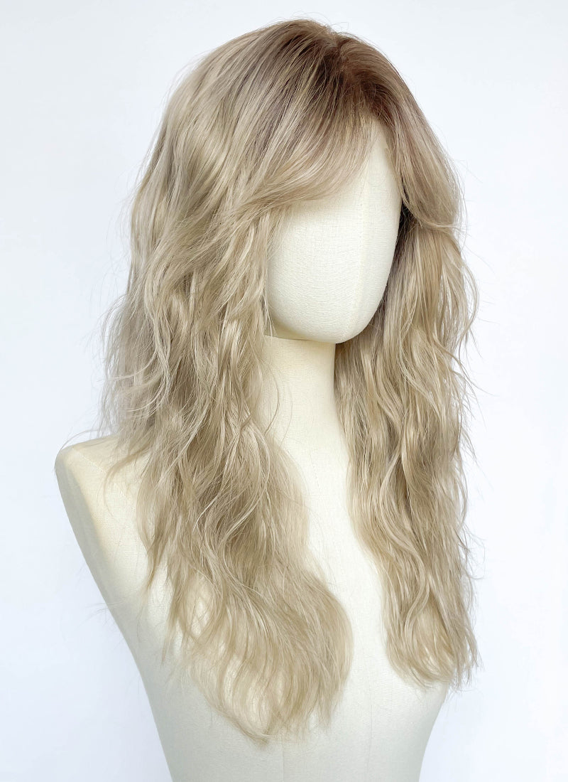 Mixed Blonde With Dark Roots Wavy Lace Front Synthetic Hair Wig LF8155