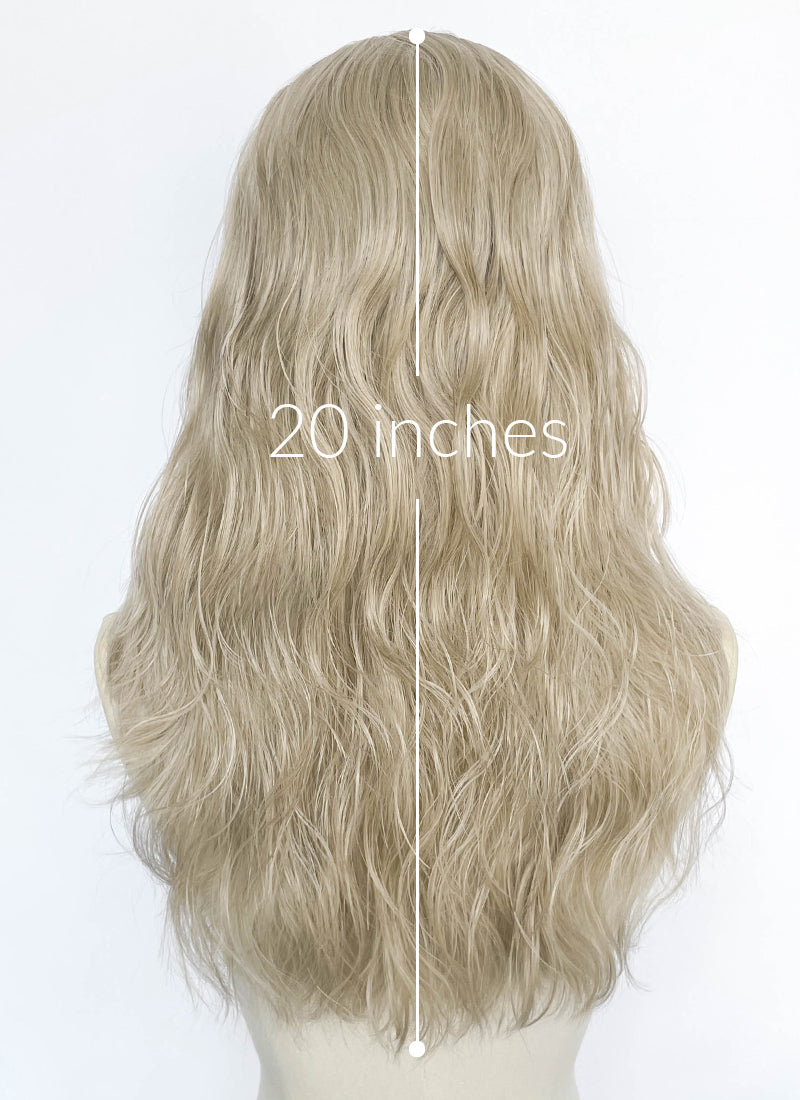 Mixed Blonde With Dark Roots Wavy Lace Front Synthetic Hair Wig LF8155