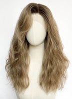 Mixed Blonde With Dark Roots Wavy Lace Front Synthetic Hair Wig LF8159