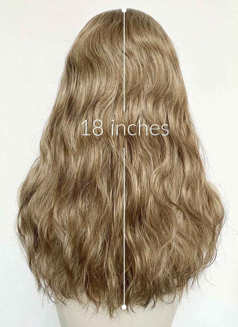 Mixed Blonde With Dark Roots Wavy Lace Front Synthetic Hair Wig LF8159