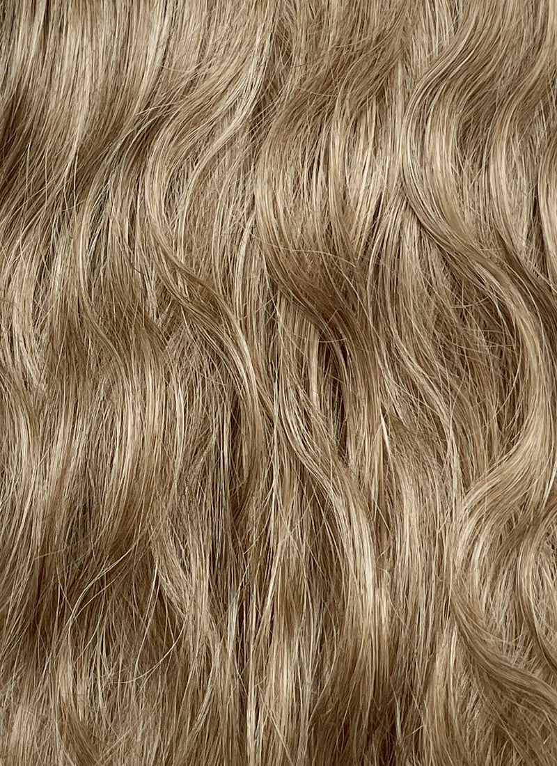 Mixed Blonde With Dark Roots Wavy Lace Front Synthetic Hair Wig LF8159