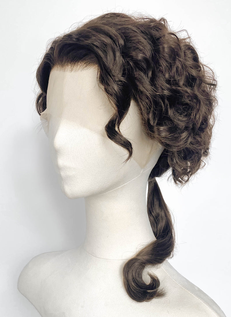 Interview with the Vampire Nicolas de Lenfent Brunette Ponytail Curly Lace Front Synthetic Men's Wig LF8168
