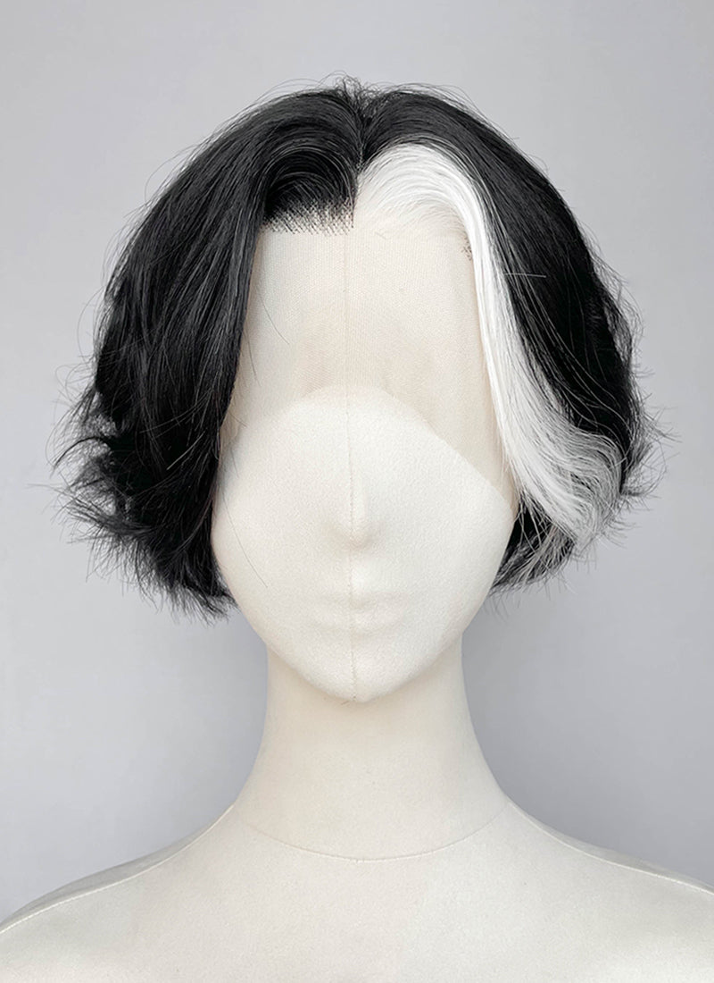 Black With White Wavy Lace Front Synthetic Wig LF8171