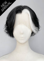 Black With White Wavy Lace Front Synthetic Wig LF8171