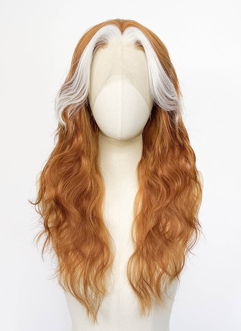 White Mixed Ginger Wavy Lace Front Synthetic Wig LF8172