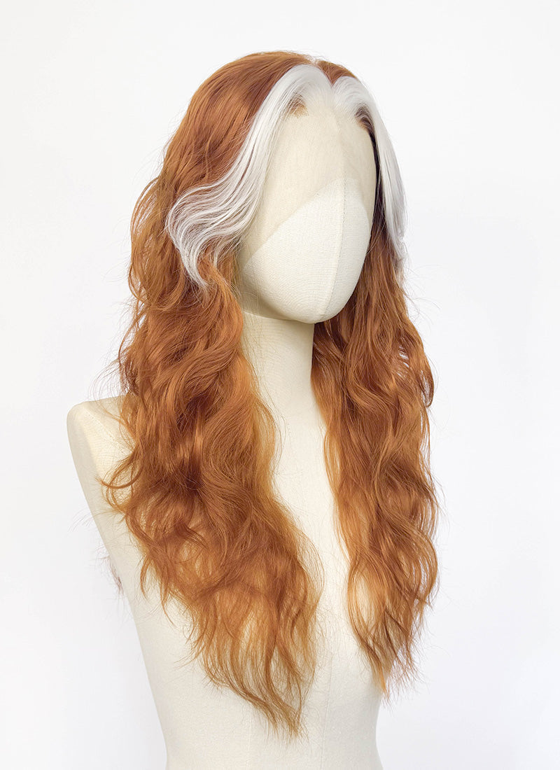 White Mixed Ginger Wavy Lace Front Synthetic Wig LF8172